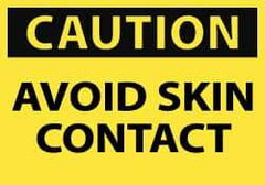 NMC - Accident Prevention Label, Header: CAUTION - Legend: Caution - Avoid Skin Contact, English, Black & Yellow, 5" Long x 3" High, Sign Muscle Finish - Industrial Tool & Supply