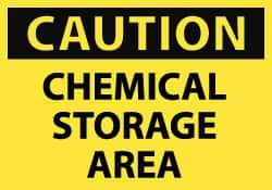 NMC - Hazardous Materials Label, Header: CAUTION - Legend: Caution - Chemical Storage Area, English, Black & Yellow, 5" Long x 3" High, Sign Muscle Finish - Industrial Tool & Supply