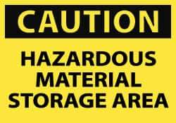 NMC - Hazardous Materials Label, Header: CAUTION - Legend: Caution - Hazardous Material Storage Area, English, Black & Yellow, 5" Long x 3" High, Sign Muscle Finish - Industrial Tool & Supply
