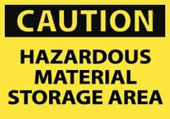 NMC - Hazardous Materials Label, Header: CAUTION - Legend: Caution - Hazardous Material Storage Area, English, Black & Yellow, 5" Long x 3" High, Sign Muscle Finish - Industrial Tool & Supply