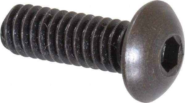 Holo-Krome - #8-32 UNC Hex Socket Drive, Button Screw - Alloy Steel, Black Oxide Finish, Fully Threaded, 1/2" Length Under Head - Industrial Tool & Supply