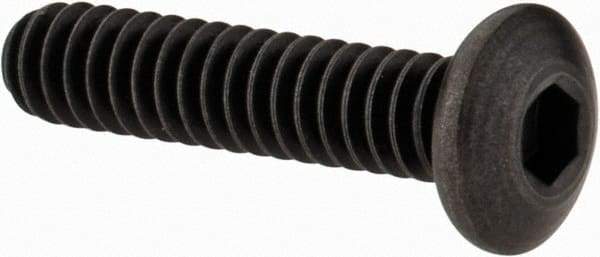 Holo-Krome - #10-24 UNC Hex Socket Drive, Button Screw - Alloy Steel, Black Oxide Finish, Fully Threaded, 7/8" Length Under Head - Industrial Tool & Supply