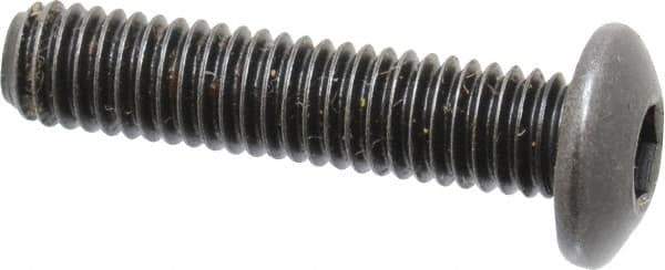 Holo-Krome - #10-32 UNF Hex Socket Drive, Button Screw - Alloy Steel, Black Oxide Finish, Fully Threaded, 7/8" Length Under Head - Industrial Tool & Supply