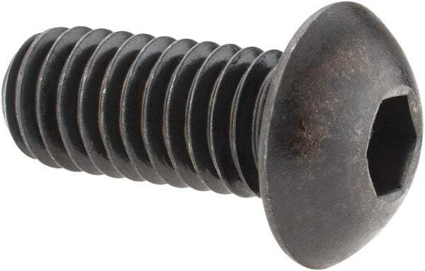 Holo-Krome - 3/8-16 UNC Hex Socket Drive, Button Screw - Alloy Steel, Black Oxide Finish, Fully Threaded, 7/8" Length Under Head - Industrial Tool & Supply