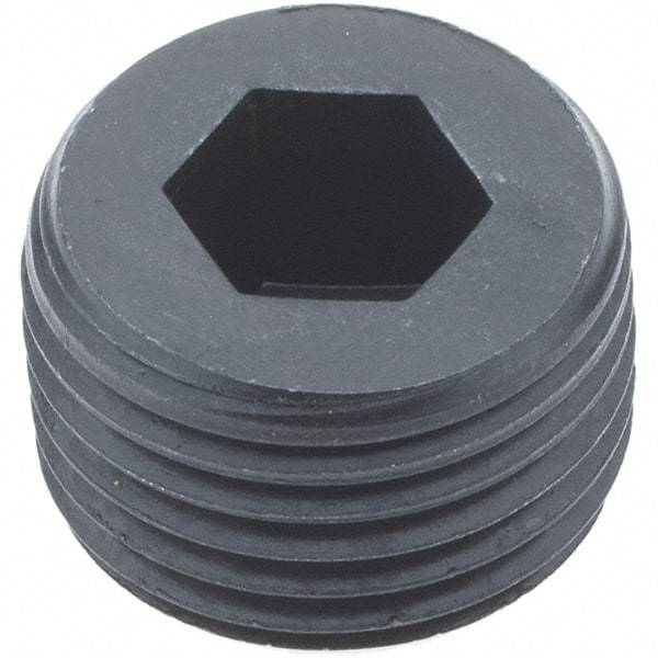 Holo-Krome - 1/2-14, 9/16" OAL, Alloy Steel Socket Pressure Plug - 3/4" Taper per Foot, 3/8" Hex Key - Industrial Tool & Supply