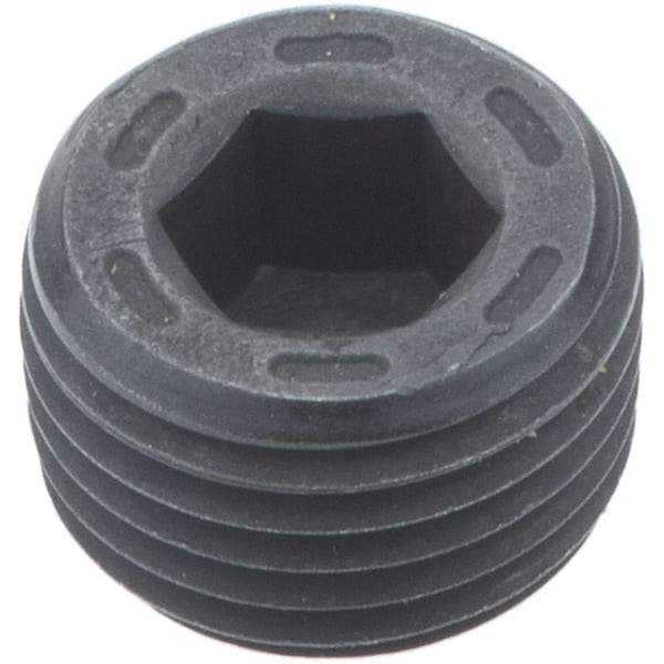Holo-Krome - 1/8-27, 1/4" OAL, Alloy Steel Socket Pressure Plug - 7/8" Taper per Foot, 3/16" Hex Key - Industrial Tool & Supply