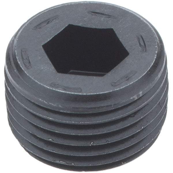 Holo-Krome - 1/2-14, 17/32" OAL, Alloy Steel Socket Pressure Plug - 7/8" Taper per Foot, 3/8" Hex Key - Industrial Tool & Supply
