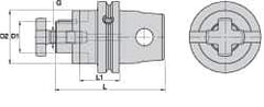 Kennametal - KM63XMZ Modular Connection 16mm Pilot Diam Shell Mill Holder - 63mm Flange to Nose End Projection, 32mm Nose Diam - Exact Industrial Supply