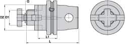 Kennametal - KM63XMZ Modular Connection 22mm Pilot Diam Shell Mill Holder - 28mm Flange to Nose End Projection, 50mm Nose Diam - Exact Industrial Supply