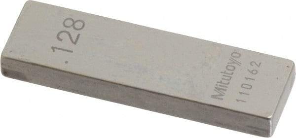 Mitutoyo - 0.128" Rectangular Steel Gage Block - Accuracy Grade 0, Includes Certificate of Inspection - Industrial Tool & Supply