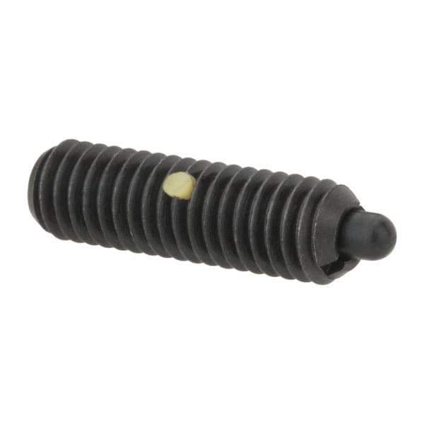 Gibraltar - M6 x 1.0, 0.787" Thread Length, 0.098" Plunger Projection, Steel Threaded Spring Plunger - 0.106" Max Plunger Diam, 0.787" Plunger Length, 1.57 Lb Init End Force, 4.5 Lb Final End Force - Industrial Tool & Supply