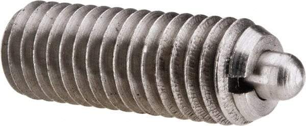 Gibraltar - M8 x 1.25, 0.866" Thread Length, 0.118" Plunger Projection, Stainless Steel Threaded Spring Plunger - 0.138" Max Plunger Diam, 0.866" Plunger Length, 5.62 Lb Init End Force, 15.74 Lb Final End Force - Industrial Tool & Supply