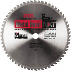 M.K. MORSE - 12" Diam, 1" Arbor Hole Diam, 60 Tooth Wet & Dry Cut Saw Blade - Steel, Standard Round Arbor - Industrial Tool & Supply