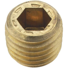 Holo-Krome - 1/16-27, 1/4" OAL, Brass Socket Pressure Plug - 7/8" Taper per Foot, 5/32" Hex Key - Industrial Tool & Supply