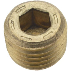 Holo-Krome - 1/4-18, 13/32" OAL, Brass Socket Pressure Plug - 7/8" Taper per Foot, 1/4" Hex Key - Industrial Tool & Supply