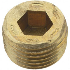 Holo-Krome - 3/8-18, 13/32" OAL, Brass Socket Pressure Plug - 7/8" Taper per Foot, 5/16" Hex Key - Industrial Tool & Supply