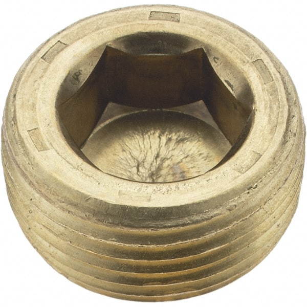 Holo-Krome - 3/4-14, 17/32" OAL, Brass Socket Pressure Plug - Industrial Tool & Supply