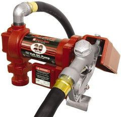 Tuthill - 20 GPM, 1" Hose Diam, DC High Flow Tank Pump with Manual Nozzle - 1" Inlet, 1" Outlet, 12 Volts, 12' Hose Length, 1/4 hp - Industrial Tool & Supply