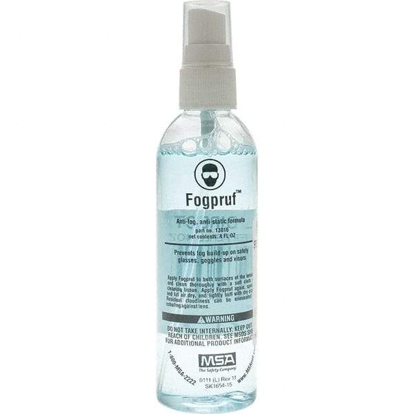 MSA - Lens Cleaning Solutions & Pumps - 4OZ BOTTLE FOGPRUF LENS SOLUTION - Industrial Tool & Supply