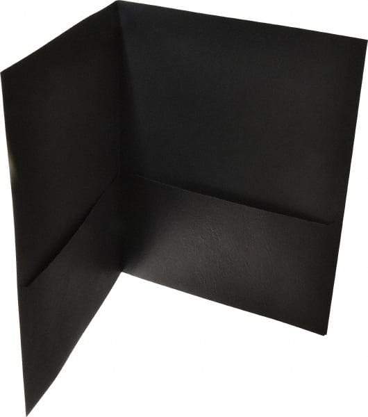 UNIVERSAL - 11" Long x 8-1/2" Wide Leatherette Two-Pocket Portfolios - Black - Industrial Tool & Supply