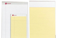 UNIVERSAL - 50 Sheet, 8-1/2 x 14", Perforated Style Ruled Pads - Canary - Industrial Tool & Supply