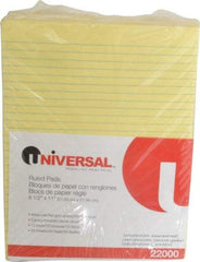 UNIVERSAL - 50 Sheet, 8-1/2 x 11", Glue Top Ruled Writing Pad - Canary - Industrial Tool & Supply