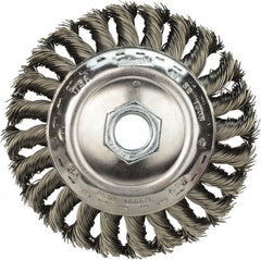 Wheel Brush: 4″ Wheel Dia, Stringer Bead 5/8″ Hole, Stainless Steel, 12,000 RPM