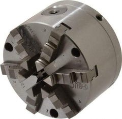 Buck Chuck Company - 6 Jaws, 4" Diam, Self Centering Manual Lathe Chuck - Front Mount, Adjustable, 4,725 Max RPM, 1.04" Through Hole Diam, Forged Steel - Industrial Tool & Supply