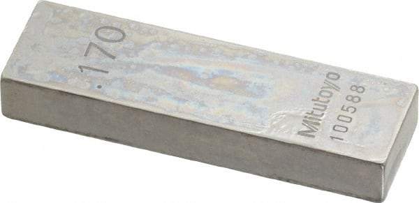 Mitutoyo - 0.17" Rectangular Steel Gage Block - Accuracy Grade 0, Includes Certificate of Inspection - Industrial Tool & Supply
