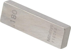 Mitutoyo - 0.18" Rectangular Steel Gage Block - Accuracy Grade 0, Includes Certificate of Inspection - Industrial Tool & Supply