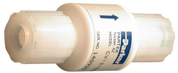Parker - 1/8" PTFE Check Valve - Inline, PARGRIP x PARGRIP, 120 WOG - Industrial Tool & Supply