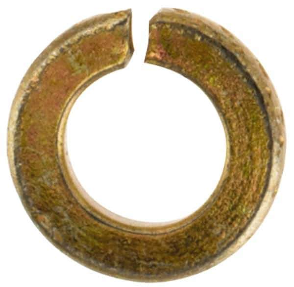 Value Collection - #2, 0.088" ID, 0.02" Thick Split Lock Washer - Grade 2 Spring Steel, Zinc Yellow Dichromate Finish, 0.088" Min ID, 0.094" Max ID, 0.172" Max OD - Industrial Tool & Supply