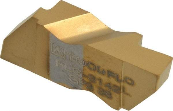 Tool-Flo - 3142FLG Grade GP3, 3.61mm Cutting Width Carbide Grooving Insert - 4.57mm Max Depth of Cut, Left Hand, 0.005 to 0.01" Corner Radius, TiN Finish - Industrial Tool & Supply