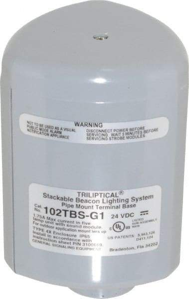 Edwards Signaling - Flashing and Steady, Stackable Tower Light Base Unit - 24 VDC, 1.75 Amp, IP54, IP65 Ingress Rating, 3R, 4X NEMA Rated, Pipe Mount - Industrial Tool & Supply