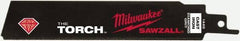 Milwaukee Tool - 6" Long, Steel Reciprocating Saw Blade - Straight Profile, Continuous Edge, Tang Shank - Industrial Tool & Supply