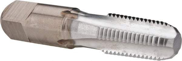 Hertel - 1/4-18 NPT Thread, 4 Flute Standard Pipe Tap - 2-7/16" OAL, 1-1/16" Thread Length, 9/16" Shank Diam, Chrome Finish, High Speed Steel - Exact Industrial Supply