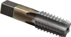 Hertel - 1/2-14 NPT, 5 Flutes, Chrome Plated, High Speed Steel, Interrupted Thread Pipe Tap - 11/16 Inch Shank Diameter, 11/16 Inch Shank Diameter, 1-3/8 Inch Thread Length, 0.51 Inch Square Size, Regular Hook - Industrial Tool & Supply