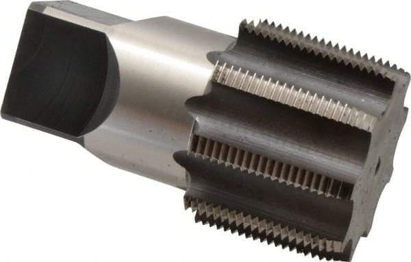Hertel - 3-8 NPT Thread, 8 Flute Standard Pipe Tap - 6" OAL, 2-5/8" Thread Length, 2-5/8" Shank Diam, Bright Finish, High Speed Steel - Exact Industrial Supply