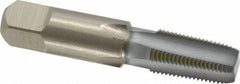 Hertel - 1/8-27 NPTF Thread, 4 Flute Standard Pipe Tap - 2-1/8" OAL, 3/4" Thread Length, 5/16" Shank Diam, Chrome Finish, High Speed Steel - Exact Industrial Supply