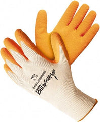 HexArmor - Size L (9), ANSI Cut Lvl A9, Puncture Lvl 5, Natural Rubber Latex Coated Cotton/SuperFabric Cut Resistant Gloves - 10.62" Long, Palm & Knuckles Coated, SuperFabric Lining, Knit Wrist, White/Orange, Paired - Industrial Tool & Supply