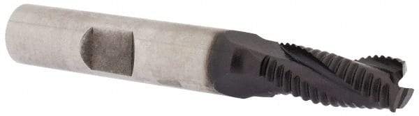 Accupro - 5/16" Diam, Fine Pitch, 3/4" LOC, 3 Flute Powdered Metal Corner Chamfer Roughing End Mill - TiAlN Finish, 2-1/2" OAL, 3/8" Shank Diam, Single End, Centercutting, 30° Helix - Industrial Tool & Supply