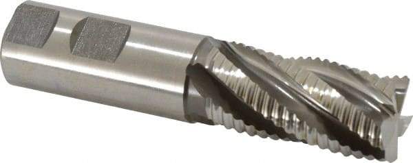 Accupro - 1" Diam, Coarse Pitch, 2" LOC, 5 Flute Powdered Metal Corner Chamfer Roughing End Mill - Uncoated, 4-1/2" OAL, 1" Shank Diam, Single End, Centercutting, 30° Helix - Industrial Tool & Supply