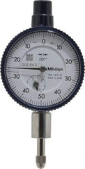 Mitutoyo - 1/4" Range, 0-50-0 Dial Reading, 0.001" Graduation Dial Drop Indicator - 1-5/8" Dial, 0.1" Range per Revolution, 0.001" Accuracy, Revolution Counter - Industrial Tool & Supply