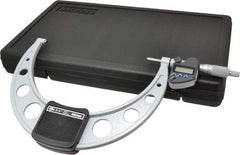 Mitutoyo - 8 to 9 Inch Range, 0.0001 Inch Resolution, Standard Throat, IP65 Electronic Outside Micrometer - 0.0002 Inch Accuracy, Ratchet Stop Thimble, Carbide Face, SR44 Battery, Data Output, Includes Certification of Inspection and Wooden Box - Industrial Tool & Supply