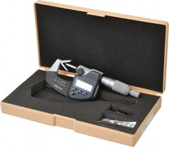 Mitutoyo - 0.05 to 0.6 Inch Measurement, Accuracy Up to 4 micro m, 3 Flutes Measured, Ratchet Stop Thimble, Electronic V Anvil Micrometer - 0.0001 Inch Resolution, Carbide, Data Output, SR44 Battery - Industrial Tool & Supply