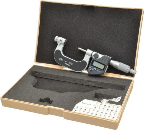 Mitutoyo - 1 to 2" Range, Digital Counter, Electronic Screw Thread Micrometer - Ratchet Stop Thimble, 0.001" Graduation, 0.0002" Accuracy - Industrial Tool & Supply