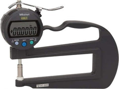 Mitutoyo - 0mm to 10mm Measurement, 0.01mm Resolution Electronic Thickness Gage - Accurate up to 0.001", 1.5 N Measuring Force - Industrial Tool & Supply