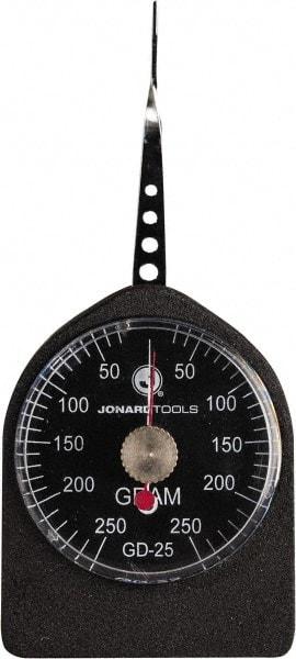Jonard Tools - 0.55 Lb. Capacity, Mechanical Tension and Compression Force Gage - 10 gf Resolution, Aluminum Housing - Industrial Tool & Supply