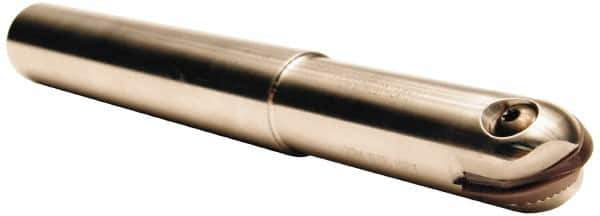 Tool-Flo - 1/2" Cut Diam, 1-1/4" Max Depth of Cut, 1/2" Shank Diam, 5" OAL, Indexable Ball Nose End Mill - 1-1/4" Head Length, Straight Shank, TNBS Toolholder, TBNR 500 Insert - Industrial Tool & Supply