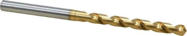 OSG - 5.69976mm 120° Vanadium High Speed Steel Jobber Drill - TiN Finish, Right Hand Cut, Spiral Flute, Straight Shank, 101mm OAL, Standard Point - Industrial Tool & Supply